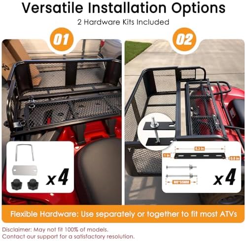 ORCISH Heavy Duty ATV Rear Drop Cargo Basket, 14" W x 41" L x 12.5&...