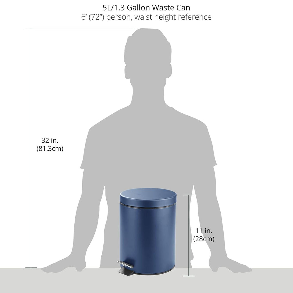 mDesign Pedal Bin — Metal Waste Bin with Pedal, Lid and Plastic Bucket Insert...