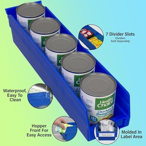 Akro-Mils 30128 Plastic Nesting Shelf Bin Box, (18-Inch x 4-Inch x 4-Inch), G...
