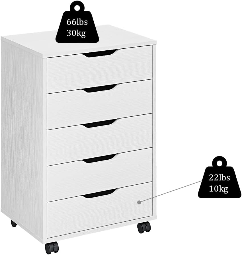 Panana 5/7 Drawer Mobile File Cabinet, Wooden Under Desk Storage with Wheels ...