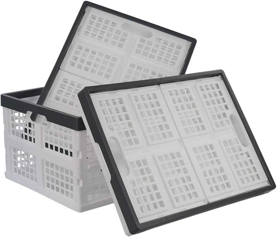 Teyyvn 3-Pack 30 L Plastic Stackable Collapsible Storage Crates