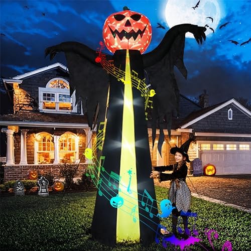 10.3Ft Halloween Inflatable Pumpkin Ghost, Halloween Blow Up Yard Decoration ...