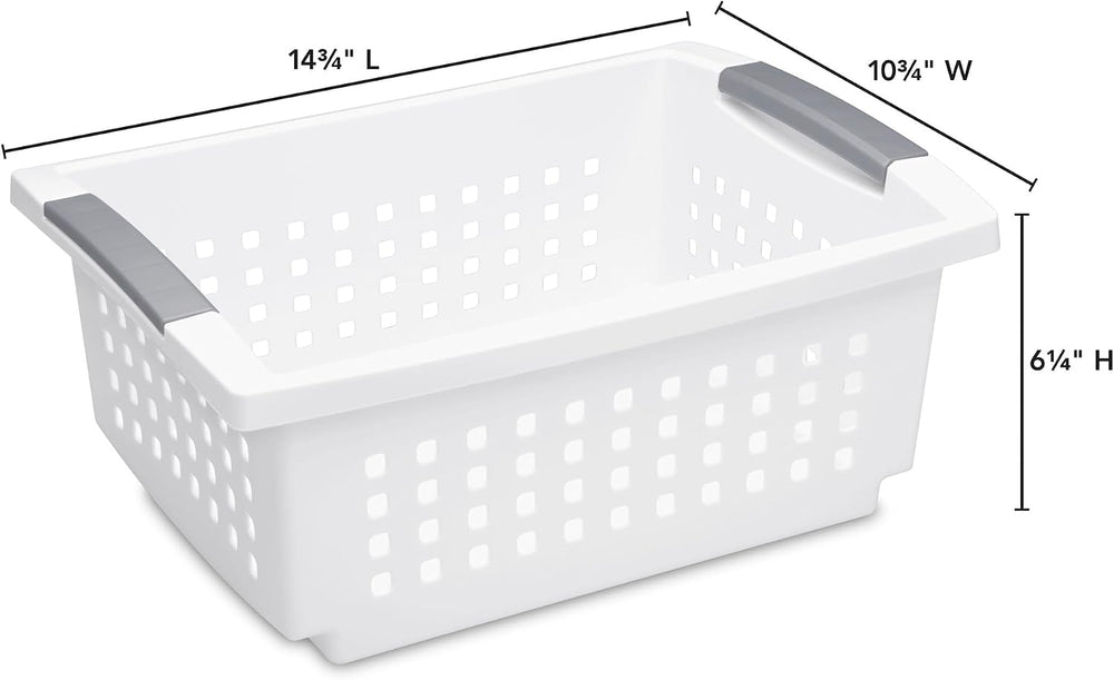 Sterilite 16 Pack Medium Stacking Basket, Open Top Storage Bin with Handles, ...