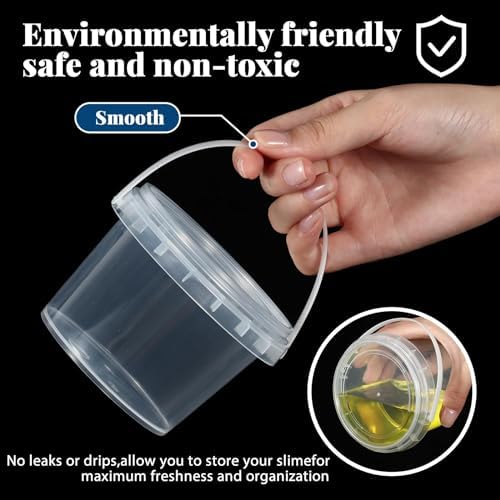 50 Pcs 10oz Maxcheck Plastic Bucket with Lids and Handles Bulk, Clear