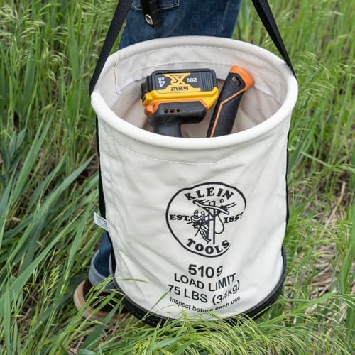 Klein Tools 5109 Canvas Bucket, Wide-Opening Straight-Wall Tool Bucket is Mad...