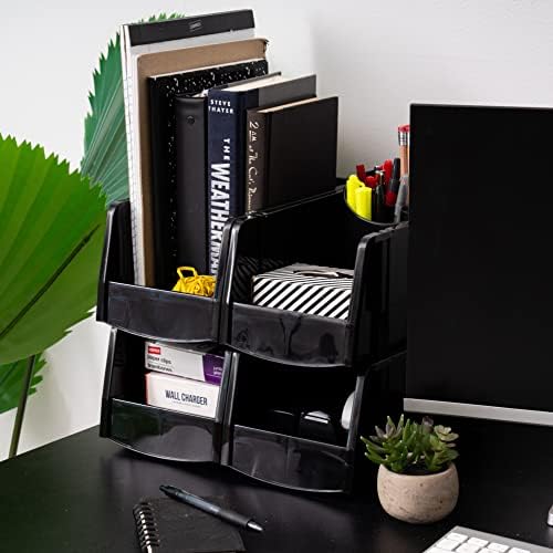 IRIS USA 8-Pack, Medium Stackable Storage Bins, Black