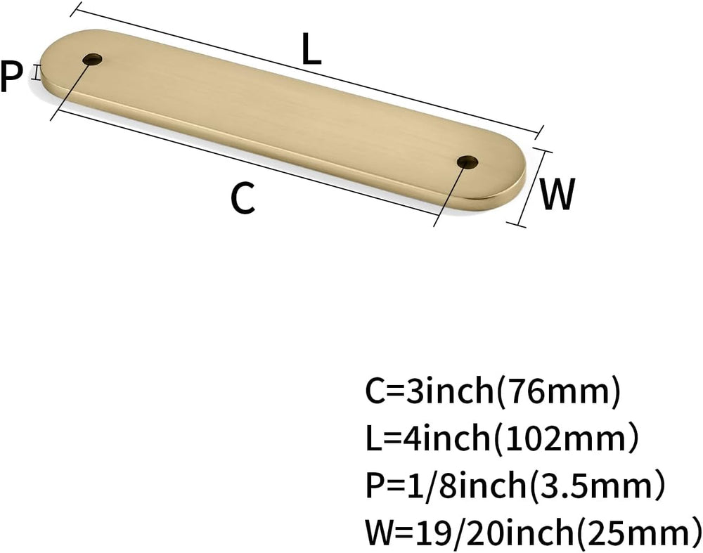 3in (76mm) Oval Cabinet Pull with Backplate, Brushed Brass 10 Pack
