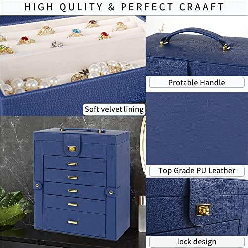AKOZLIN 6-Tier Jewelry Box Organizer 5 Drawers Jewelry Storage Case