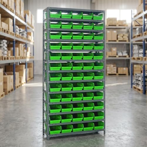Quantum Storage Systems 1275-102GN Steel Shelving Unit with 4" Shelf Bin...
