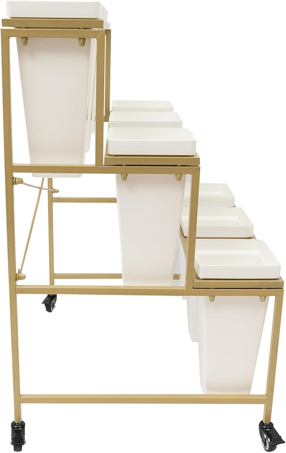3 Tier Flower Display Stand with 9 Buckets, 33.46″ H Rolling Flower Cart with...