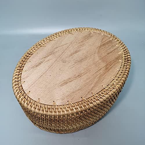 12 inch Oval Rattan Bread Basket, Deep Basket Tray with 4 Inch Wall and Paint...
