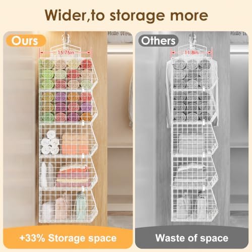 4" Extra Deeper Foldable Hanging Closet Organizer, Small Wire Cabinet Sh...