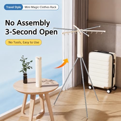 Foldable Tripod Clothes Drying Rack, Portable Laundry Rack for Travel