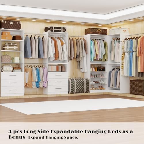 Closet System with 4 Sets, 8-21FT Closet Organizer Systems with 6 Drawers &am...