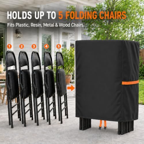 Folding Chair Storage Bag 3 Pack, Waterproof Cover, Holds 5 Chairs