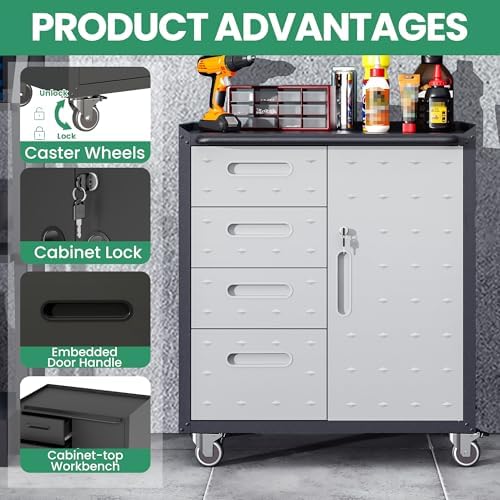 10-Piece Heavy Duty Steel Garage Cabinet System | All-in-One Modular Garage C...