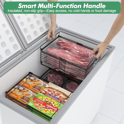 ADRIMER Freezer Organizer Bins, 4 Packs Foldable & Stackable Chest Freeze...