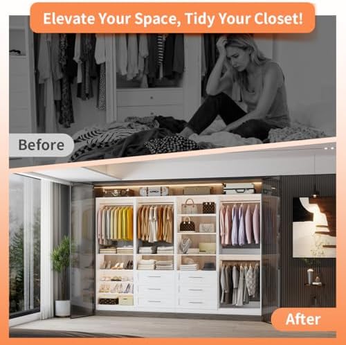 Closet System with 4 Sets, 8–21 FT Closet System with 6 Drawers, 9 Shelves &a...
