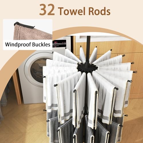 COSTWAY 3-Tier Clothes Drying Rack, 32 Hanging Rods & 24 Clips