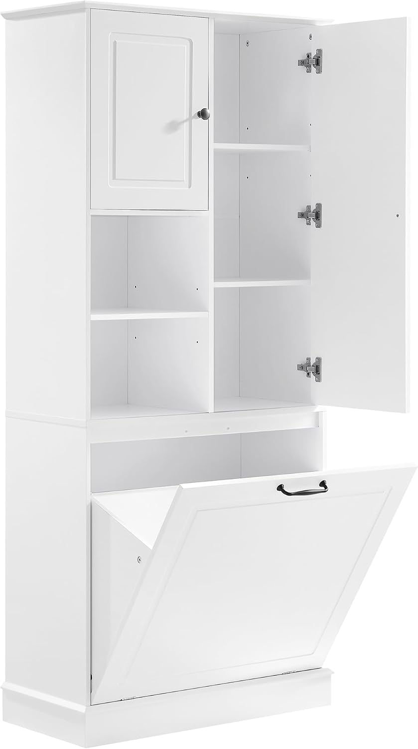 LUMISOL 68" Tall Tilt Out Laundry Hamper, Wood Laundry Cabinet with Hidd...