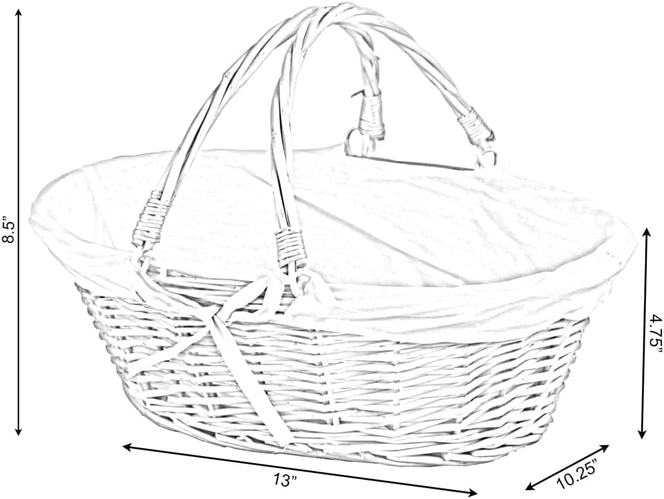 Oval Wicker Bread Basket, Handwoven Willow with Removable Liner, Folding Hand...