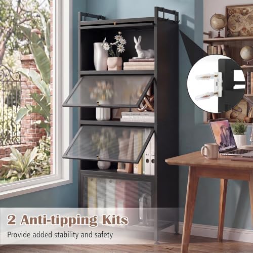 LOKO 5-Tier Kitchen Storage Cabinet, Mobile Microwave Stand (Black)