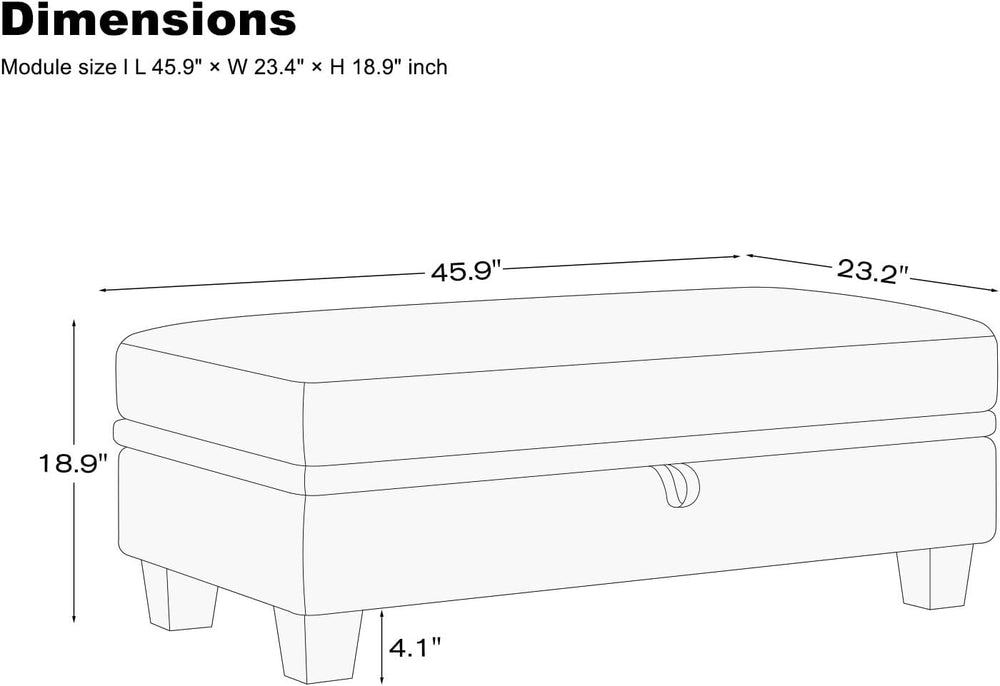 Belffin 45.9" Storage Ottoman Bench Oversized Ottoman for Footrest Uphol...