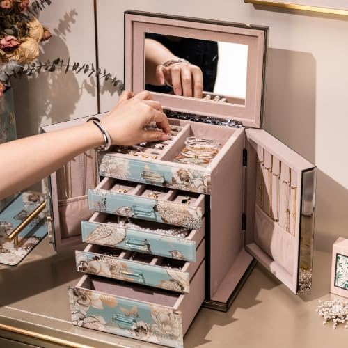 Glass Jewelry Box, 5-Layer Storage Case,Jewerly Boxes for Women
