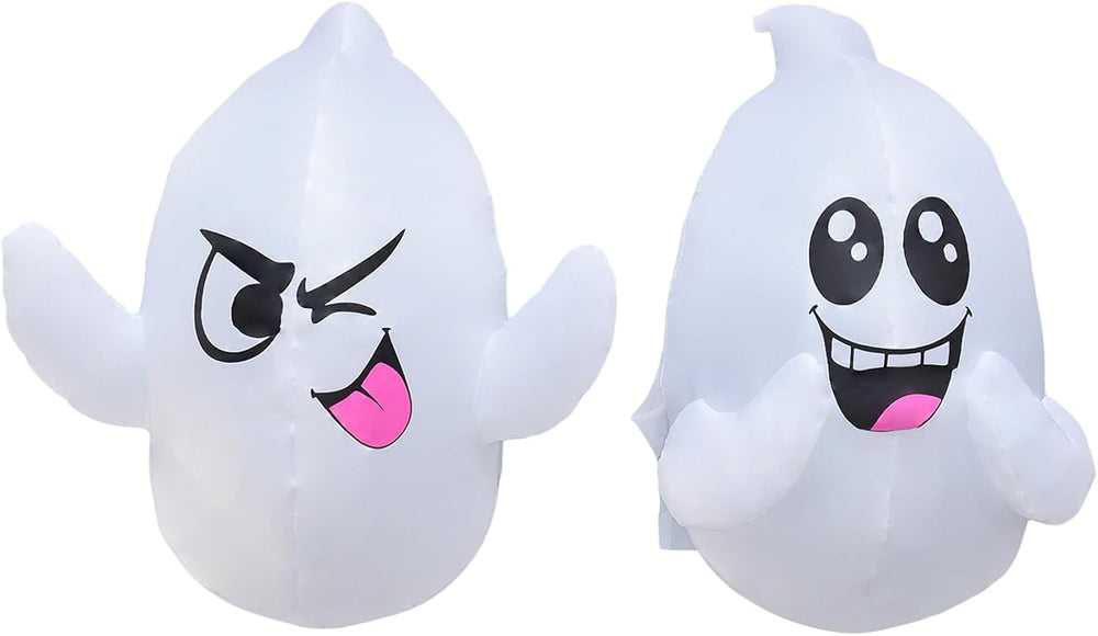 2 Pack 2.6 FT Halloween Inflatables Window Ghosts with Built-in LED Lights