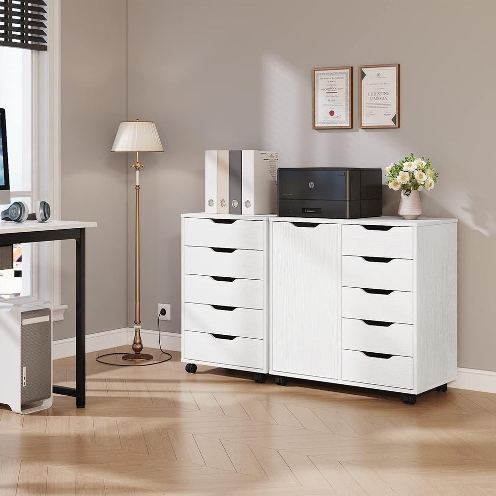 Panana 5/7 Drawer Mobile File Cabinet, Wooden Under Desk Storage with Wheels ...