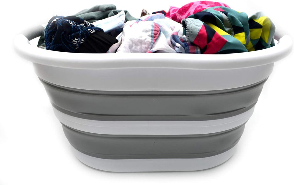 SAMMART 36L (9.5 gallon) Set of 2 Collapsible Plastic Laundry Basket - Oval T...