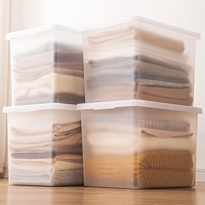 Stackable Plastic Storage Bins (4 Pack)