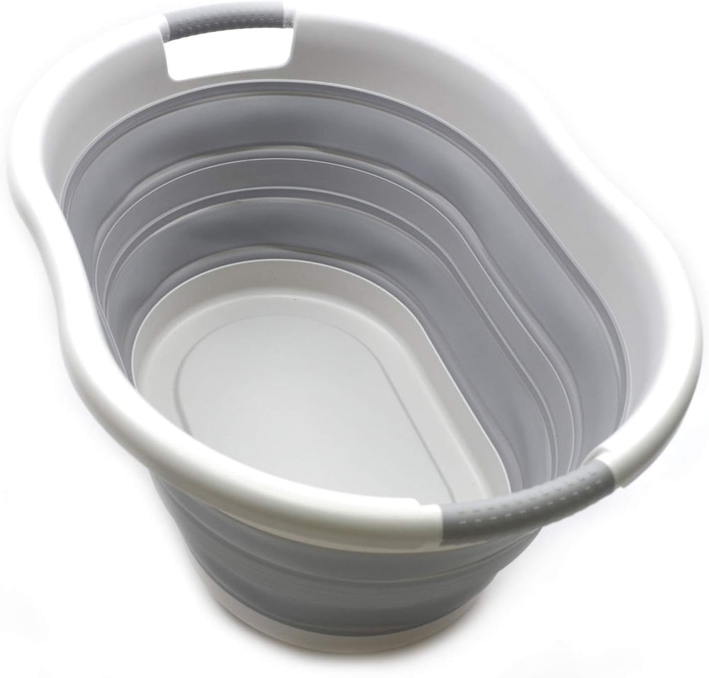 SAMMART 36L (9.5 Gallon) Set of 2 Collapsible Plastic Laundry Basket - Oval T...