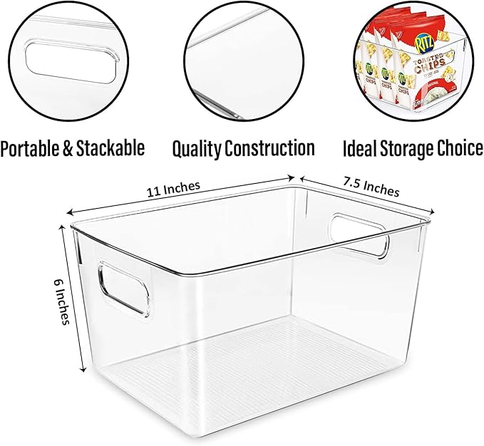 Clear Plastic Storage Bins, Laundry Room, Freezer Organizer Plastic Storage