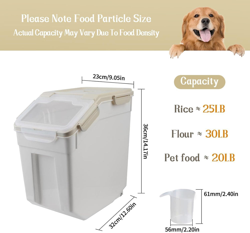 25LB Large Flour Storage Container Bin,4 Pack Airtight Plastic with Wheels Se...