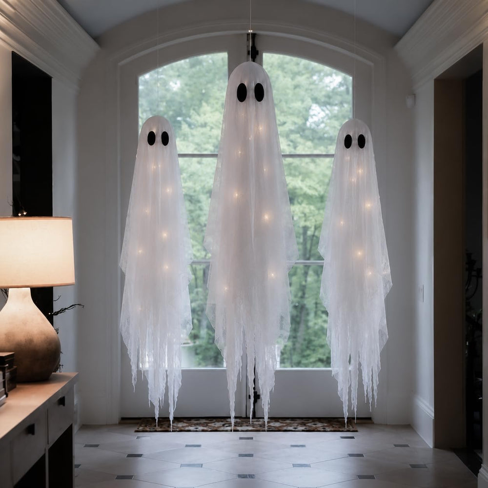 3 Packs Halloween Decorations Outdoor - Hanging Ghost Decor for Porch Yard