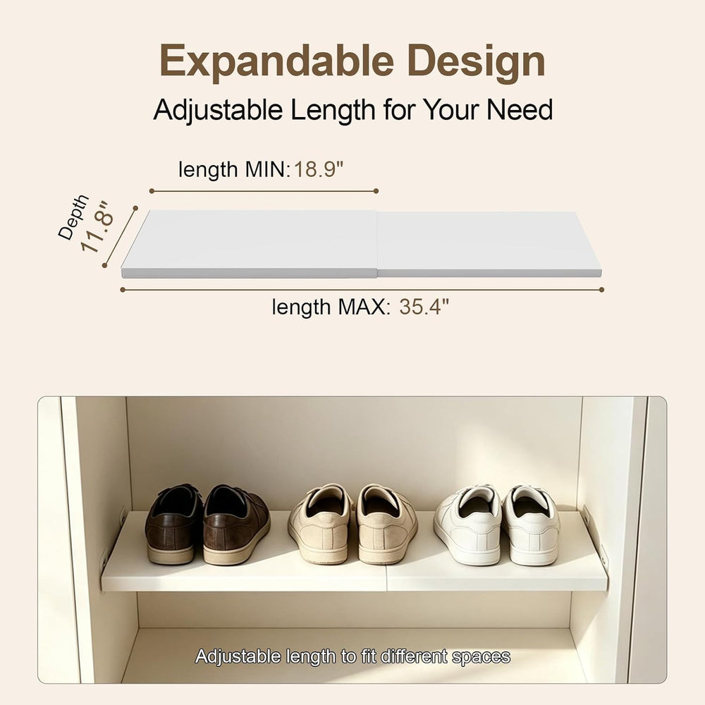 Cream White Adjustable Shelf for Closet (L：18.9-35.4in D：11.81 in)