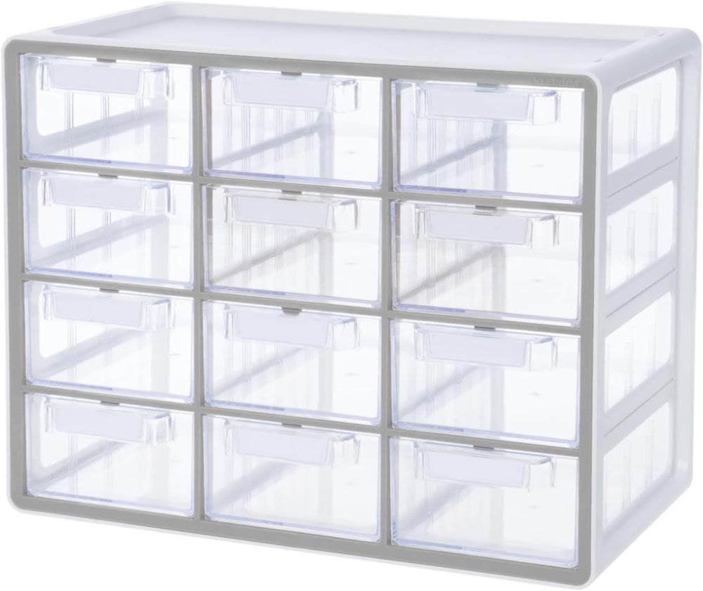Blue Ginkgo 12-Drawer Storage Cabinet Organizer, Grey, Made in Korea