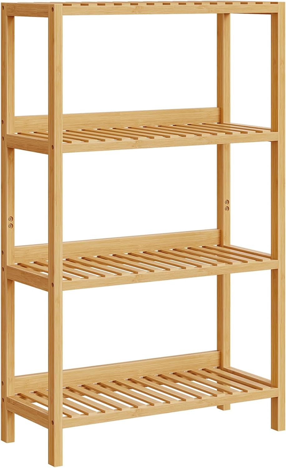 HOOBRO Bamboo Storage Shelf, 4-Tier Freestanding Shelving Unit, Multifunction...