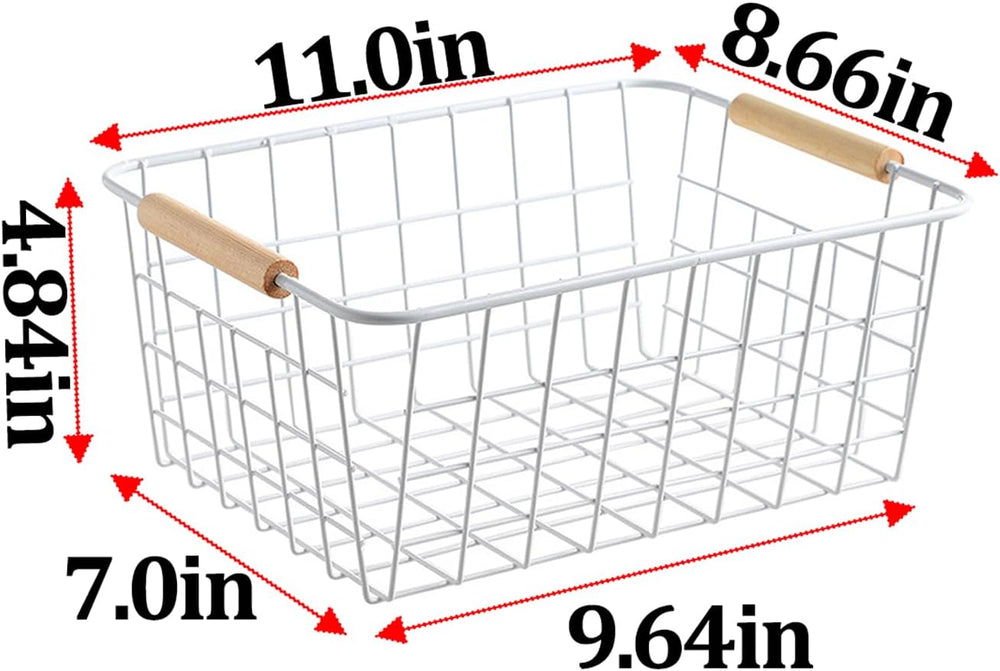 LeleCAT White Wire Baskets for Organizing with Handles，Pantry Organizers and ...