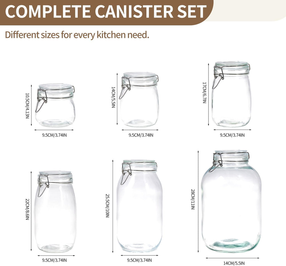 ODBCYWM 34oz Glass Food Storage Jars with Airtight Lids, Set of 4 – Clear Pre...