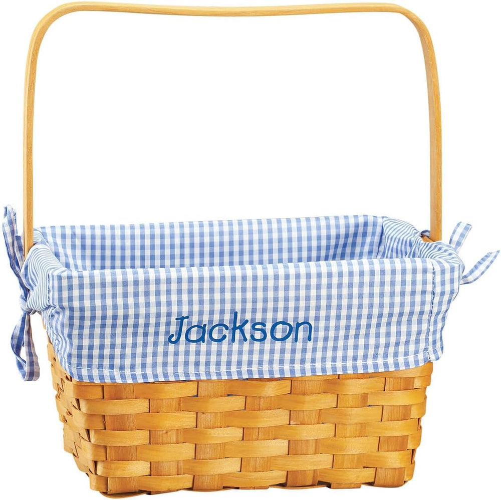 Fox Valley Traders Custom Blue Gingham Wicker Easter Basket, Easter