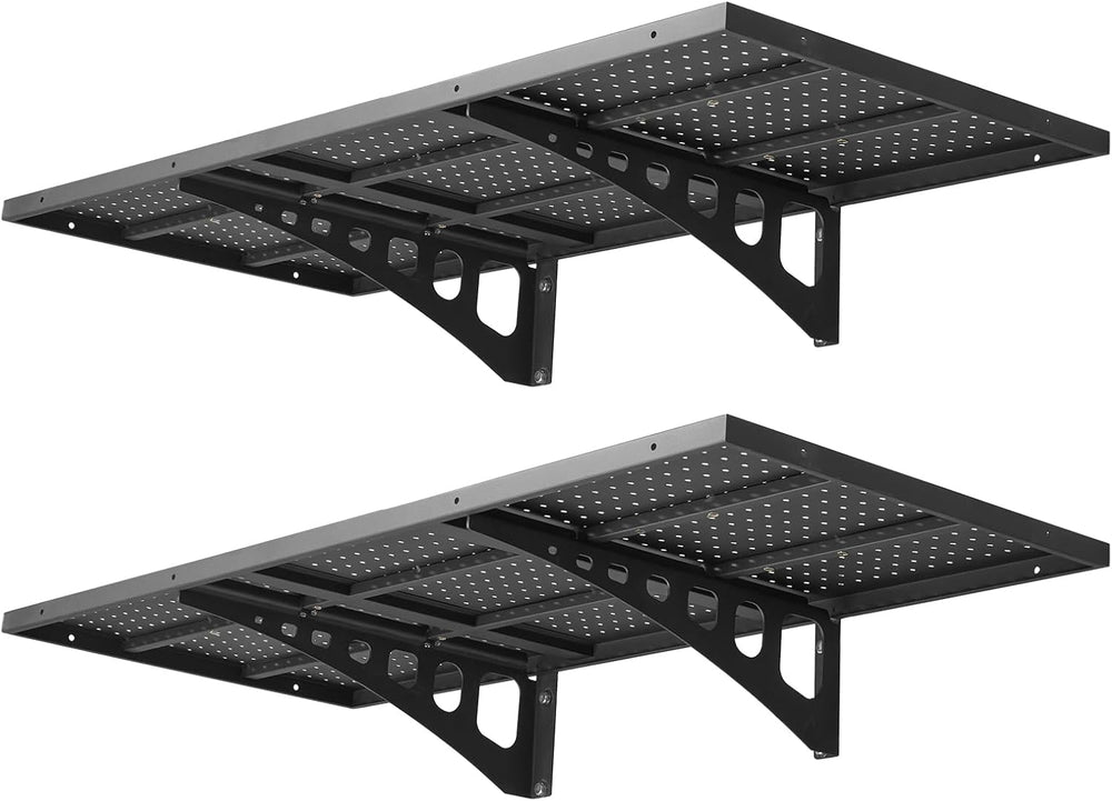 VEVOR 2-Tier Heavy Duty Wall Garage Shelving, 1.64 x 4 ft Steel Wall Mounted ...