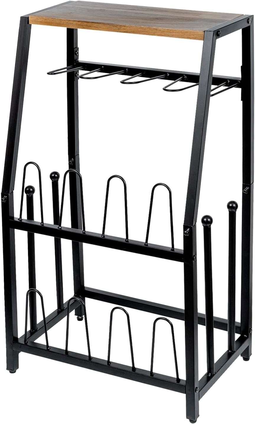 MyGift Acacia Wood Shoe Rack, 2-Tier Entryway Organizer with Boot Storage
