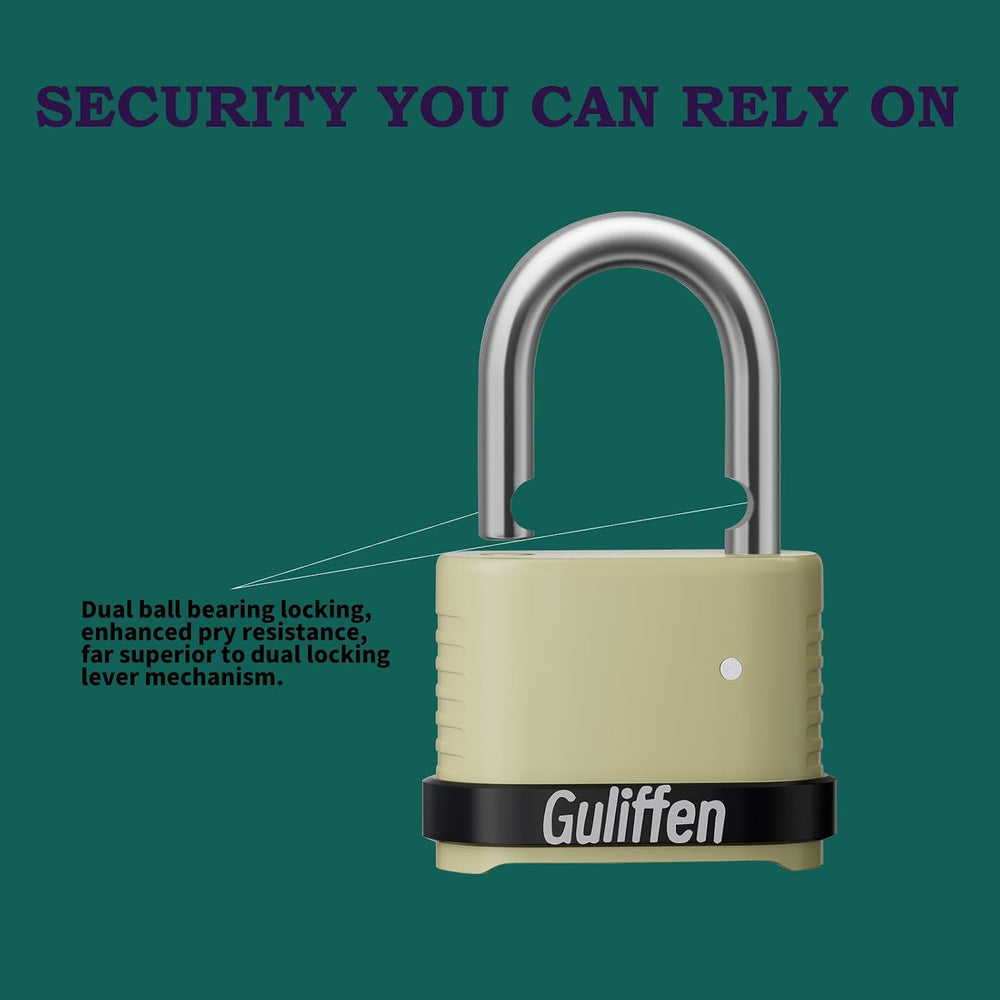 Guliffen Heavy Duty Combination Padlock, Outdoor Combo Lock Weatherproof, Pad...