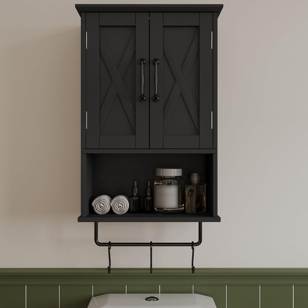 ChooChoo Small Medicine Cabinet with Towel Bar, Hanging Storage, 3 Hooks