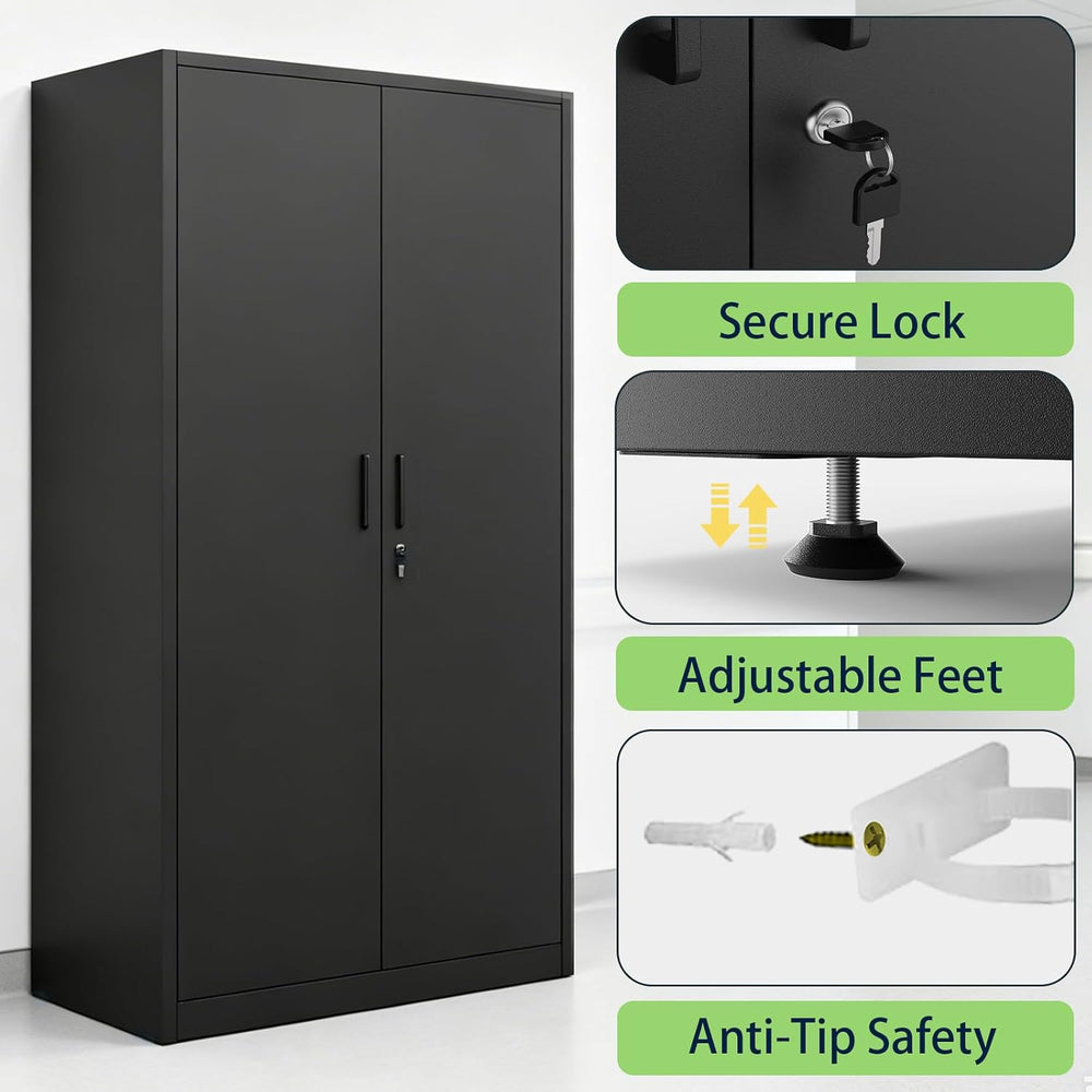 71" Tall Metal Wardrobe Closet with Lock,Steel Clothing Cabinet