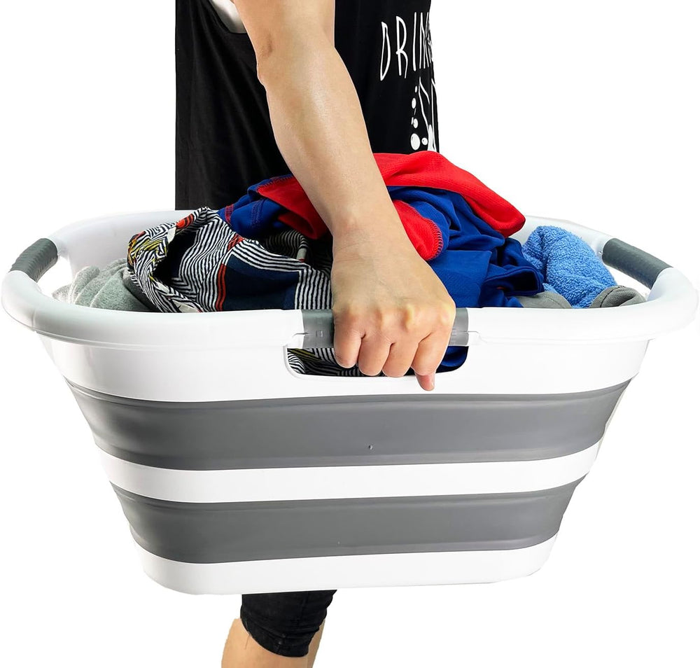 SAMMART 30L (7.9 gallons) Collapsible Plastic Laundry Basket/Washing Tub - Fo...