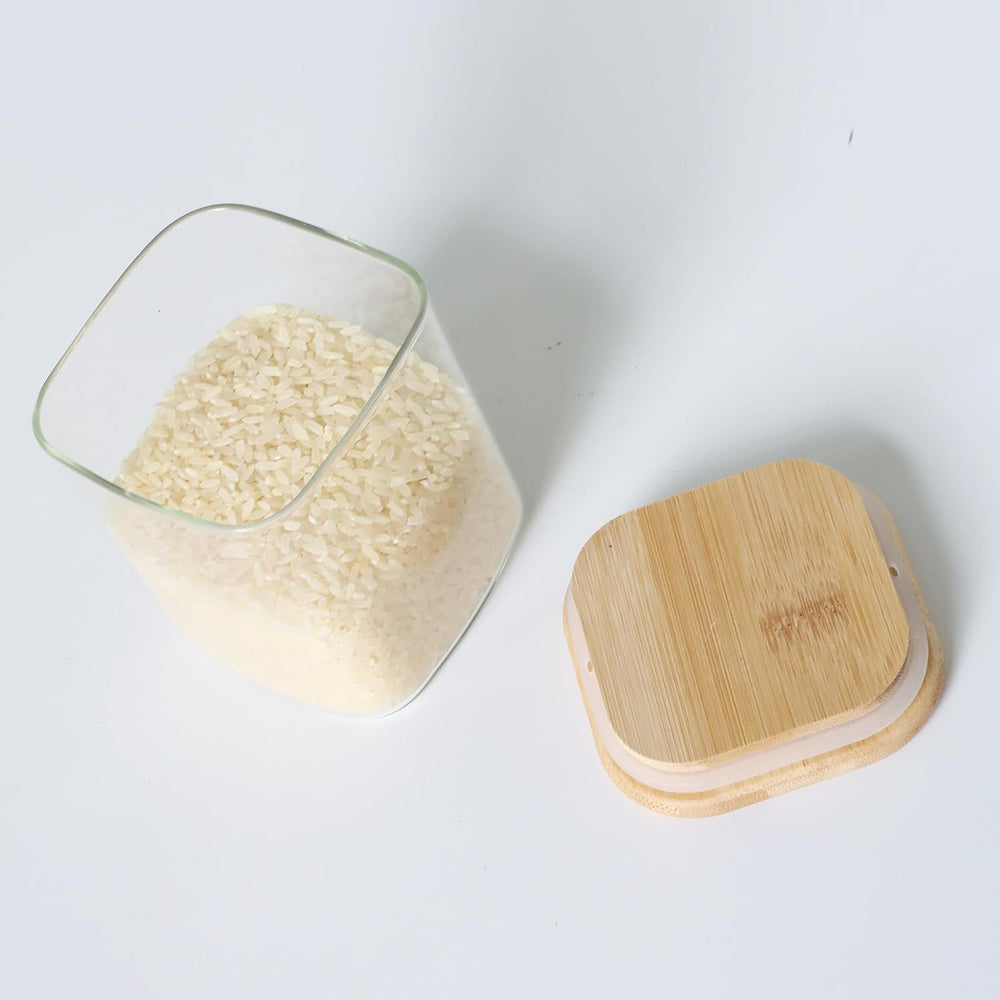 7 Pack Square Glass Storage Containers with Lids, Multi-Size Canisters Sets f...
