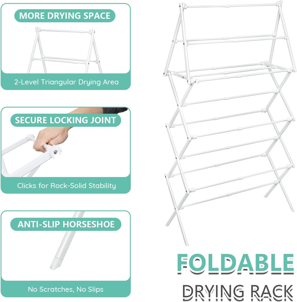 ZOES HOMEWARE 4 Tier Clothes Drying Rack Foldable | Foldable Clothing Drying ...